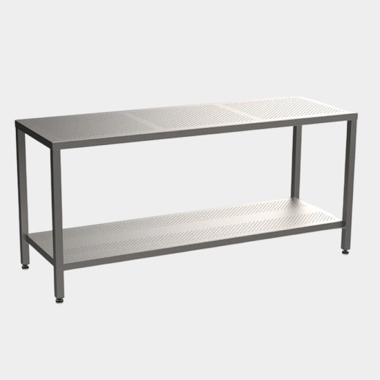 Static Stainless Steel Table with Perforated Top & Undershelf
