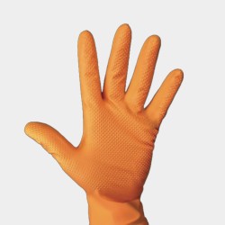 Powerhold Nitrile Gloves | Diamond Grip | Powder-Free | Orange (Box/100)