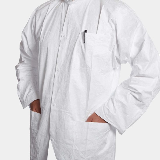 Tyvek® 500 Labcoat with press studs/pockets
